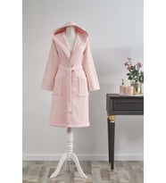 Özdilek 15 Yaş Kız Çocuk Kapüşonlu Kadife Pamuk Bornoz-Bright Pembe