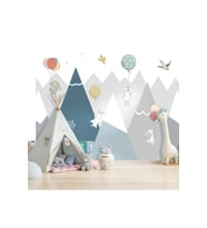Dreamwall Uçan Balon Ve Hayvanlar Desenli Silinebilir Tekstil Duvar Kağıdı (Çok Renkli)