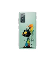 Samsung Galaxy S20 FE ile Uyumlu Splash Kedi Tasarımlı Şeffaf Silikon Kılıf