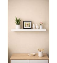 Tekli Duvar Rafı - Uçan Raf Gizli Raf Beyaz 15x40