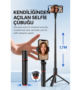 Otomatik Açılan Tripod ve Selfie Sopa ile Vlog ve Video Çekimleri