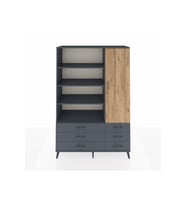 Hyperion Dolap 8 Raflı 6 Çekmeceli Tek Kapaklı  132x44x195 Antrasit-Çam/Antrasit
