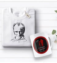 BK Gift Kişiye Özel Öğretmenler Günü Tasarımlı Kupa Bardak ve Atatürk Baskılı Tişört Hediye Seti- 2-12, Öğretmene Hediye, Öğretmenler Günü, 100. Yıl Hediyesi