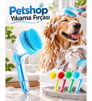 Lexroo Köpek ve Kedi Yıkama Fırçası Şampuan Bölmeli Silikon Uçlu Pratik Banyo ve Temizlik Aparatı