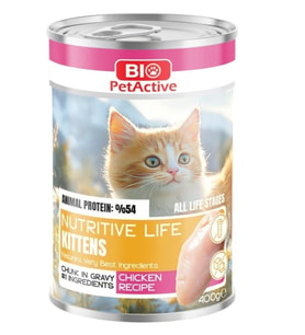 Bio PetActive Nutritive Life Tavuklu Yavru Kedi Konservesi 400 Gr