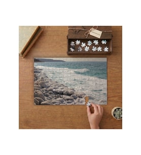 Taşlı Deniz- Deniz Kıyısı Tasarımı 240 parça Ahşap Puzzle Ahşap Kutuda MP00524