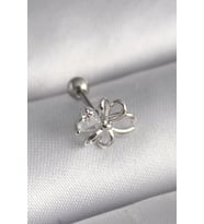 pilelistore 316L Çelik Gümüş Renk Zirkon Taş Detay Kurdele Model Tragus Piercing - TJ-PR1289