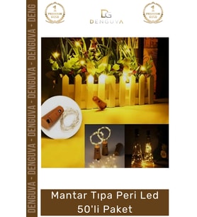 #LedIşık Dekoratif Şişe Süsleme Işığı Günışığı Pilli Esnek Tel Mantar Tıpa Peri Led 50'li Paket