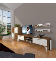 Decoraktiv Eko ON Slm Dvd Silver Tv Ünitesi Tv Sehpası (Beyaz - Kahverengi)