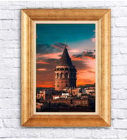 Altın Varaklı  Çerçeveli Paspartulu Tablo uu1370 (Gold)