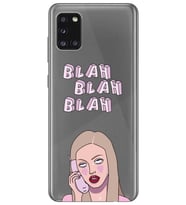 Samsung Galaxy A31 Uyumlu Blah Blah Blah Mean Girls Desenli Şeffaf Telefon Kılıfı