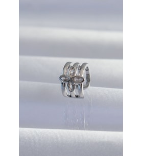 Pirinç Gümüş Renk Yonca Earcuff Küpe - TJ-BKP9330