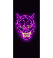 Şeytan Maskesi oni mask Figürlü Neon LED Tabela  Gaming ve Modern Dekor İçin Işıklı Duvar Süsü