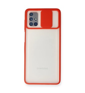 Samsung Galaxy M51 Kılıf Palm Buzlu Kamera Sürgülü Silikon - Kırmızı