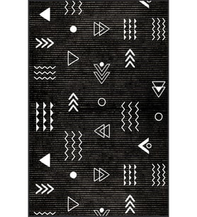 Eliana Home Baskılı, Yıkanabilir Kaymaz Taban Salon Halısı LNA0108-SD1152 100x150 cm (Siyah)