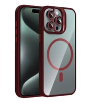 iPhone 14 Pro Max Remim Lensli Magsafe Standlı Kapak - Bordo