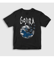 Presmono Unisex Çocuk Siyah Kanagawa Wave Gojira T-Shirt 292607tt