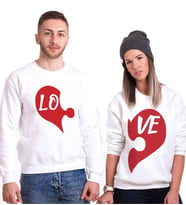 Tshirthane Puzzle Kalp Lo Ve Sevgili Kombinleri Sweatshirt Kombini (Tek Ürün Fiyatıdır.)