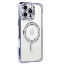 Newface Apple iPhone 16 Pro Kılıf Joke Simli Magneticsafe Kılıf - Mavi