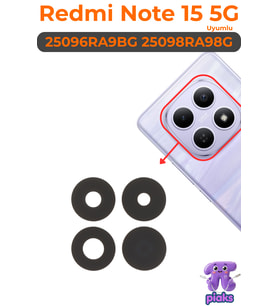 Redmi Note 15 5G Arka Kamera Camı Lensi Yapışkanlı Dış Cam 25096RA9BG 25098RA98G Uyumlu