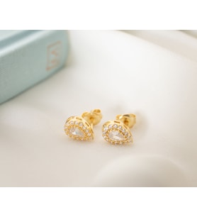 925 Ayar Gümüş Nisan Ayı Doğum Taşı ( Diamond ) Damla Küpe