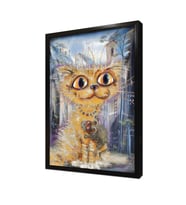 Sevimli Kedi Çerçeveli Mdf Tablo