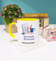 Matematik Öğretmeni Tasarımlı Kişiye Özel Matematik Öğretmeni Kupa Bardak Sarı