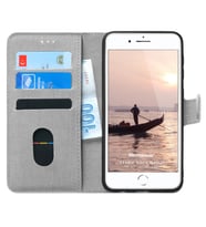Microsonic Apple iPhone SE 2022 Kılıf Fabric Book Wallet Gri