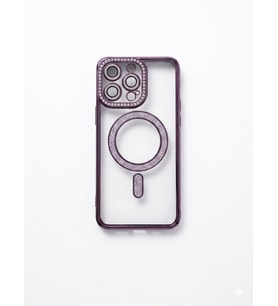 İphone 14 Pro Mor Kenarları Taşlı Magsafe Kılıf modeli