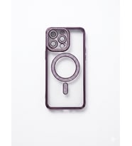 İphone 14 Pro Mor Kenarları Taşlı Magsafe Kılıf modeli