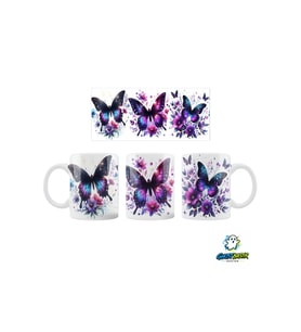 Mor Kelebekler Kupa Bardak Tek Adet K0333
