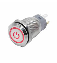 16mm Metal Panel Montaj Düz Kafa Latch Buton NO NC Power Sembol Led Işıkl DC 6A-12V AC 3A 250V IP67