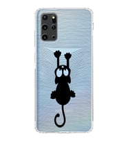 Samsung Galaxy S20 Plus  Kamera Korumalı Kapak Çizgi Kedi Tasarımlı  Şeffaf  Kılıf
