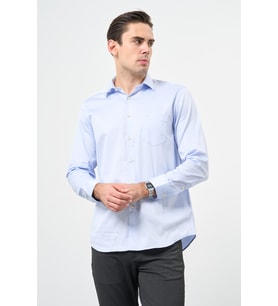 Mavi Sert Yaka Cepli Comfort Fit Classic Pamuklu Gömlek 1004255323 (Koyu Mavi)