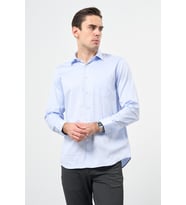 Mavi Sert Yaka Cepli Comfort Fit Classic Pamuklu Gömlek 1004255323 (Koyu Mavi)