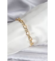 14K Gold Renk Kaplama Lazerli Zincir Model CM Kadın Bileklik - TJ-BB8120