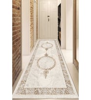 Dijital Baskılı Kaymaz Taban Yıkanabilir Modern Yolluk Ve Koridor Halısı NDU-HT-503 (Kahverengi)