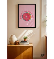 Donut Ever Leave Me Tipografi, Siyah Çerçeveli Duvar Tablosu - Motivasyon Hediyesi