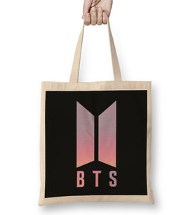 Min Suga Bts Logo Coloured Bez Çanta Uzun Saplı