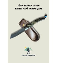 Türk Bayrak Desen Kılıflı Haki Tanto Çakı – 25 cm