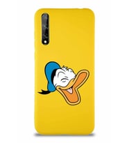 Huawei P Smart S Soft Premier Kapak Donald Duck-E Tasarımlı Silikon Kılıf - Sarı (Şeffaf)