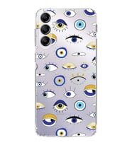 PrintiFy Samsung Galaxy M34 ile Uyumlu 1mm Slim Fit Nazar Boncuğu 2 Baskılı Şeffaf  Kılıf