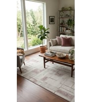 BAHAR Serisi Krem Pembe Yumuşak Geçişli Modern Desenli Halı BT382