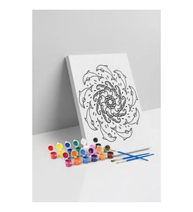 Yunus Desenli Mandala Tuval Boyama Seti 40x50 cm