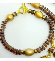 2630 Hindistan el kesimi Hossanite Garnet doğal İnci Hematit el yapımı bileklik