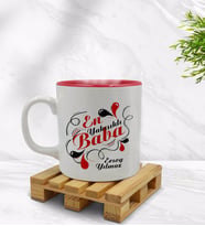 BK Gift Kişiye Özel En Yakışıklı Baba Tasarımlı İçi Kırmızı Renkli Kupa Bardak Model 1