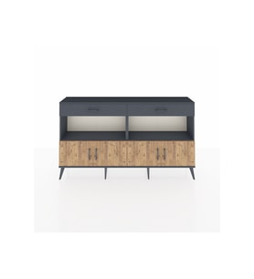 Arges Konsol 2 Raflı 2 Çekmeceli 4 Kapaklı 176x30x99 Antrasit-Çam/Antrasit