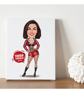 Havalı Hatun Karikatürlü Kanvas Tablo