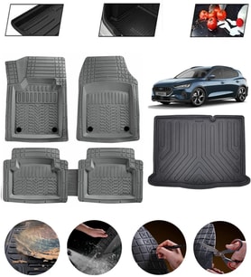 Ford Focus 5 Sedan İnce Stepneli Uyumlu Paspas Araca Özel Bagaj Havuzu MBS Gri