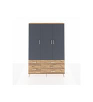 Arges Dolap 5 Raflı 5 Çekmeceli Tek Askılı 132x30x195 Çam-Antrasit/Çam